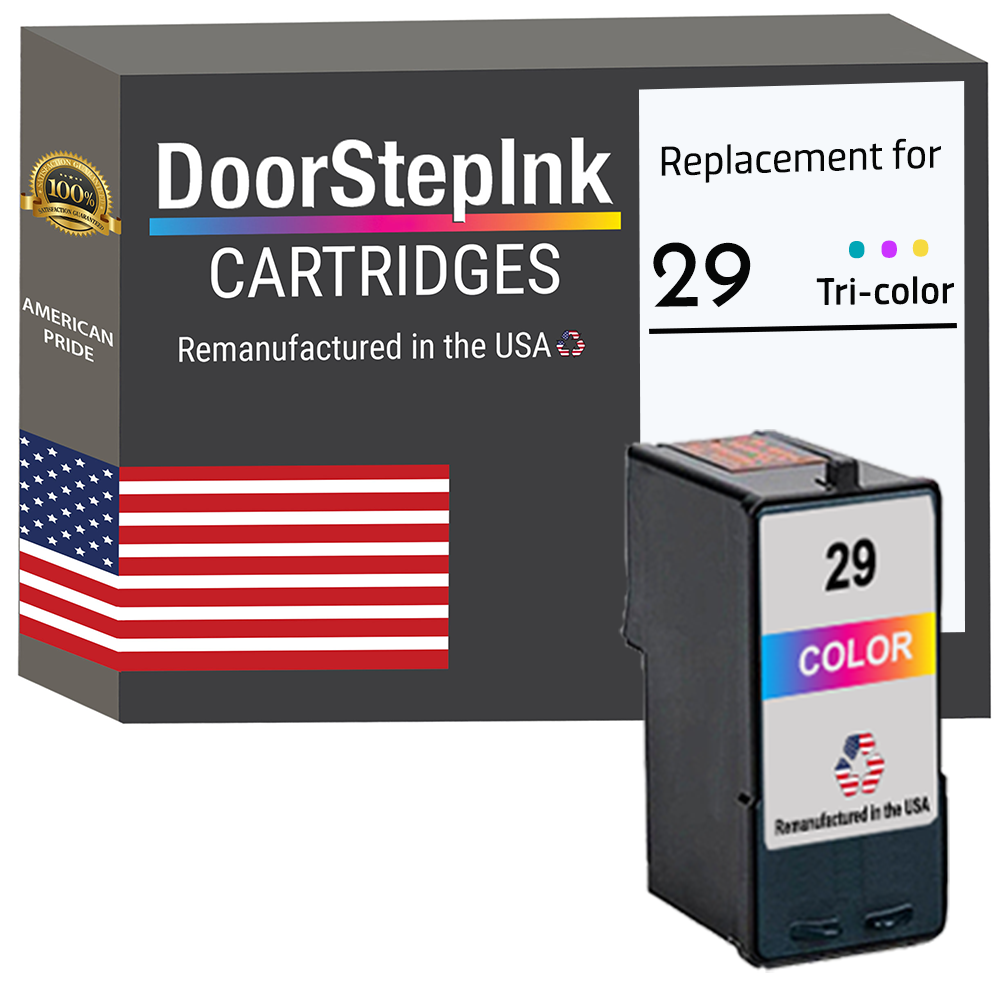DoorStepInk Brand for Lexmark #29 Color Remanufactured in the USA Ink Cartridge, 18C1429